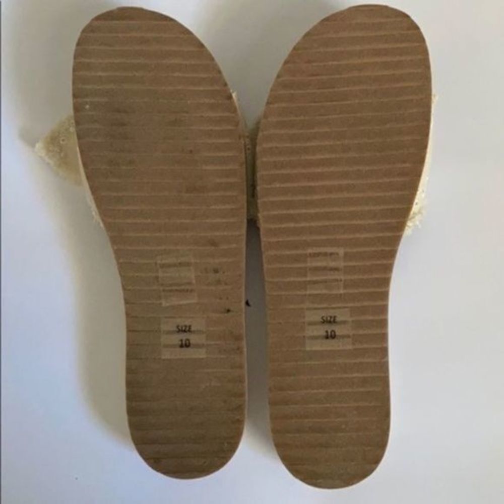 Bill Blass women’s sandals Cotton-Cream Denim Bow Slide | Size US 10 - Picture 6 of 8